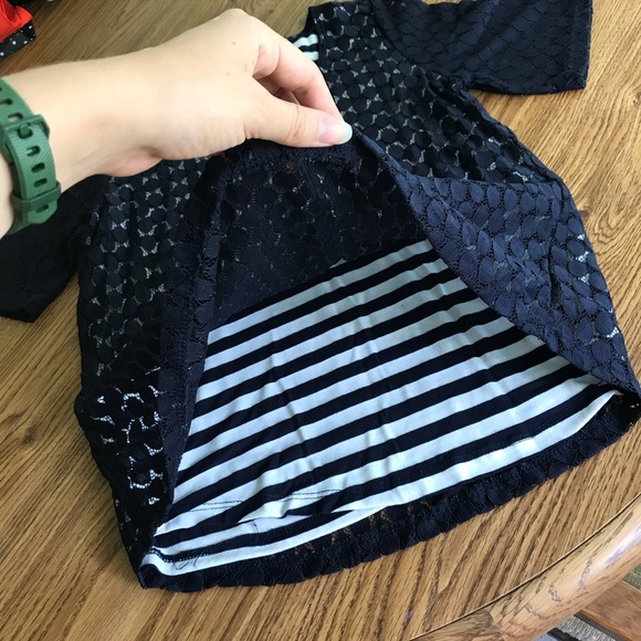 Navy and white overlay blouse - Picture 2 of 3